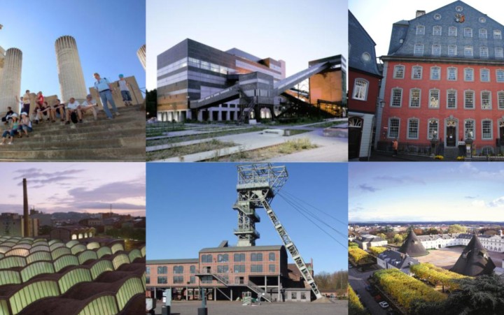 Collage from different images of buildings 