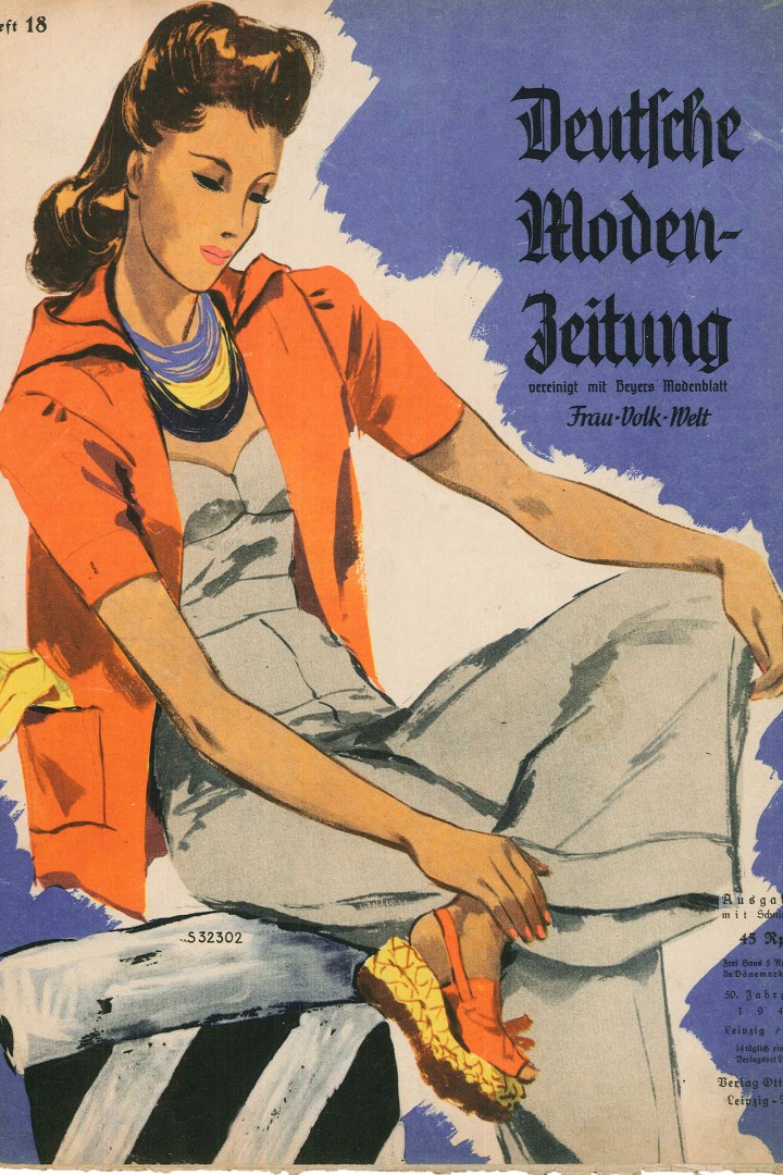 Titelblatt einer Modezeitschrift, März 1941 : Zeichnung einer Frau in legerer Kleidung