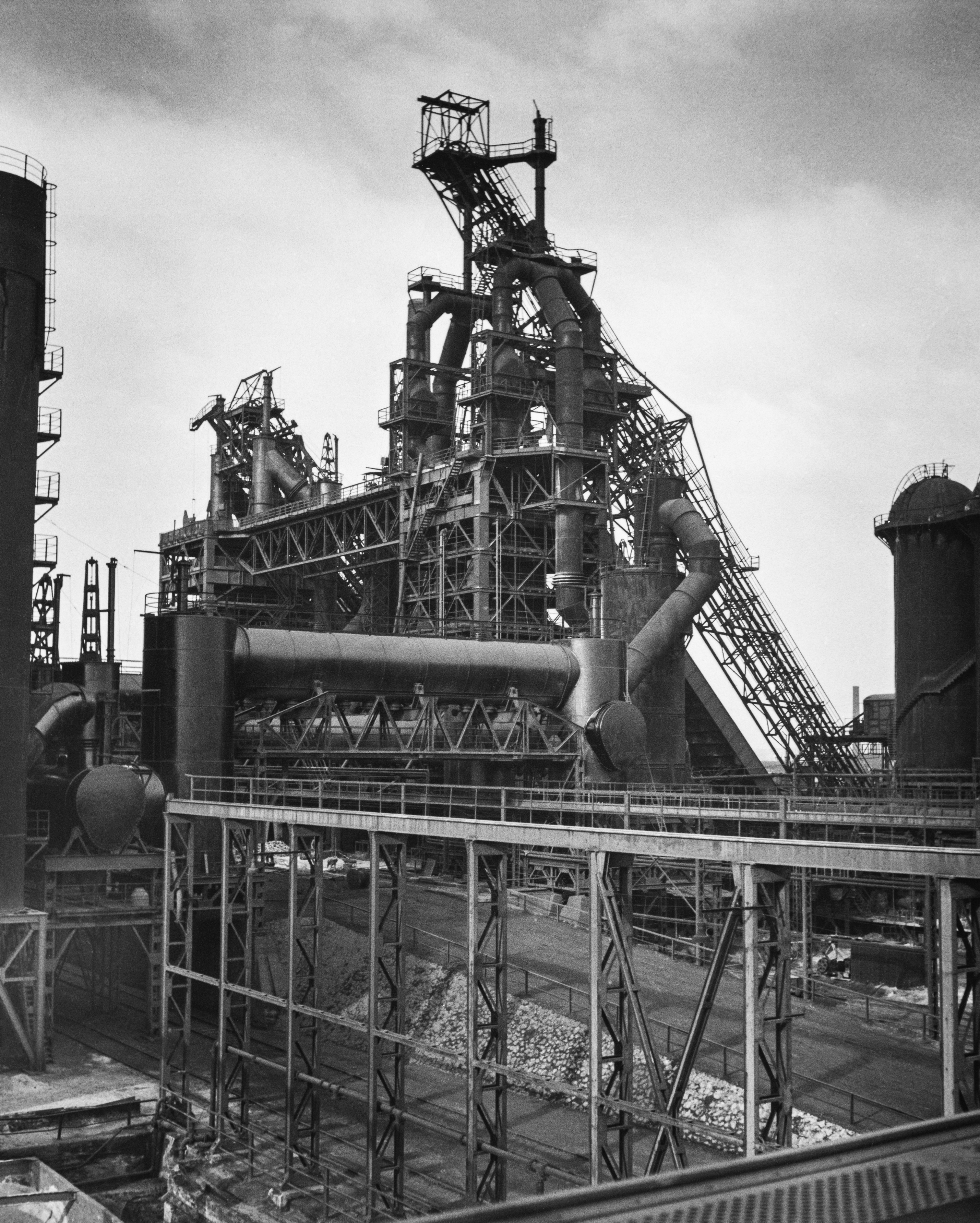 Industrial plant photographed in black and white