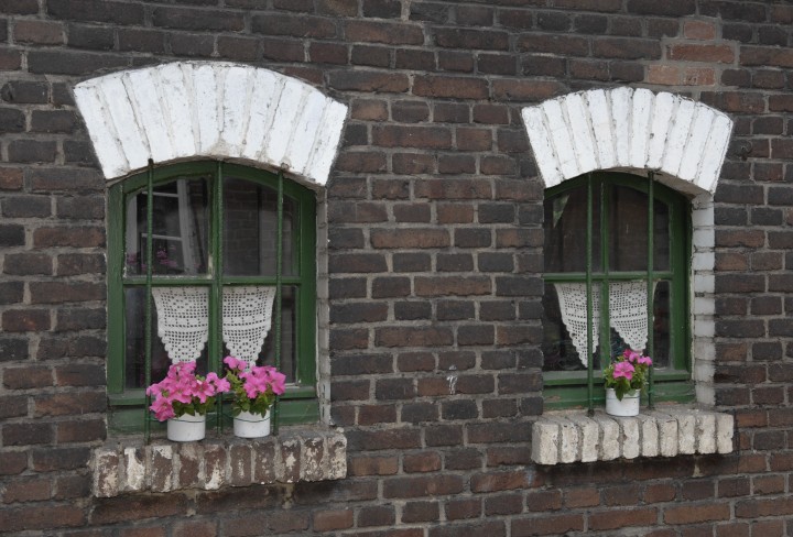 Typical windows of a historic workers' house