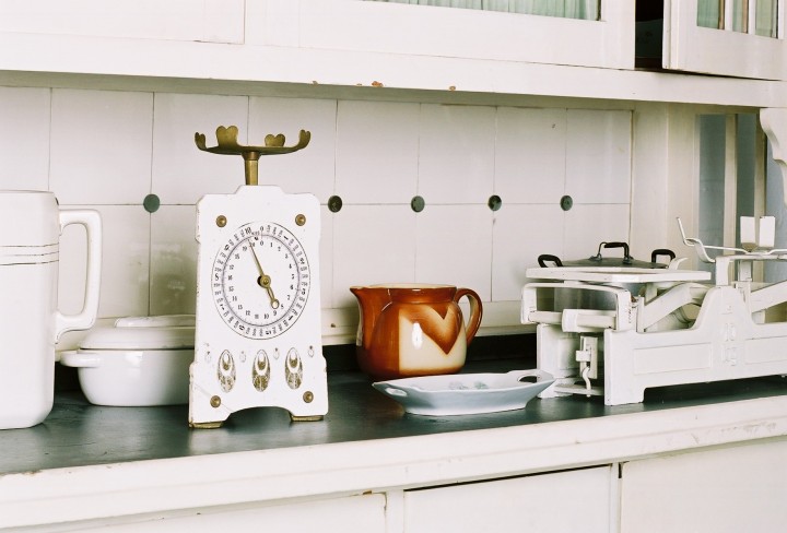 Old household appliances in a kitchen