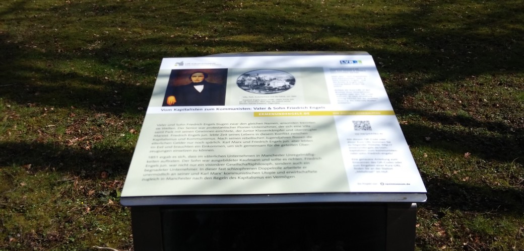 View of an information board in the park in Engelskrichen