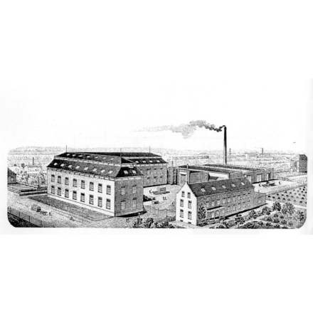 Schwarz-Weiß Aufnahme der Tuchfabrik Müller aus dem Jahr 1910