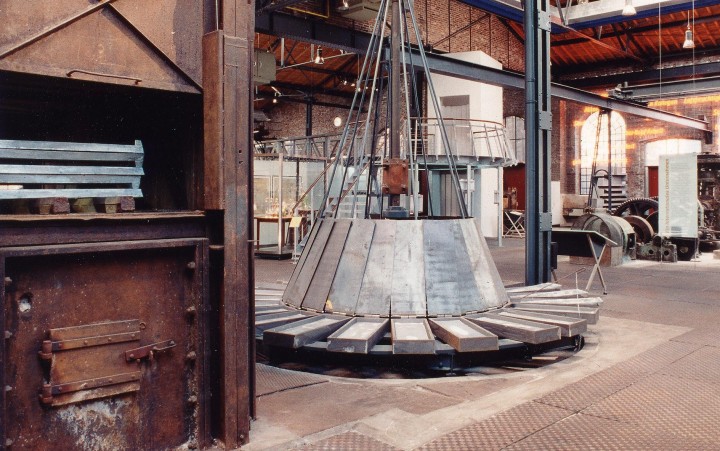 View into a museum with iron and steel products