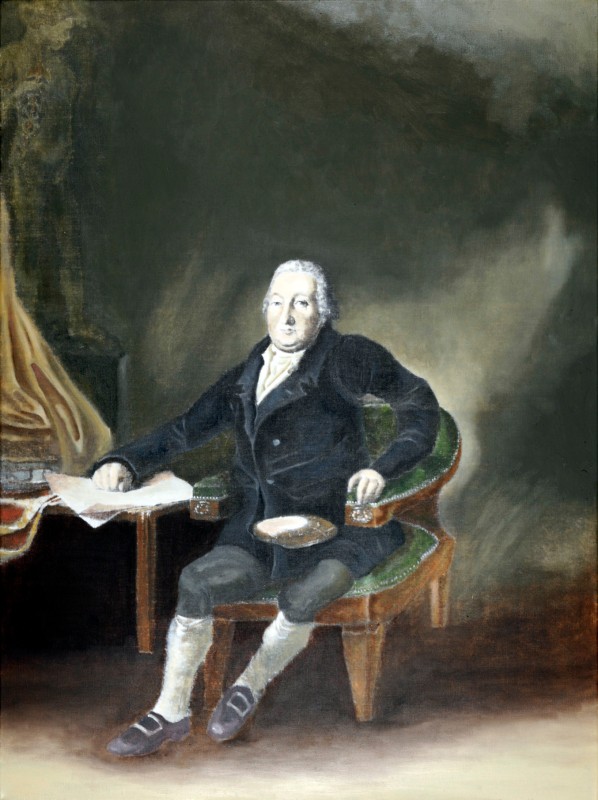 Historical portrait painting by Johann Gottfried Brügelmann, sitting on a chair