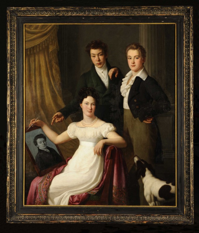 Historical portrait of the three children of Sophie Brügelmann: Charlotte, Julius and Moritz