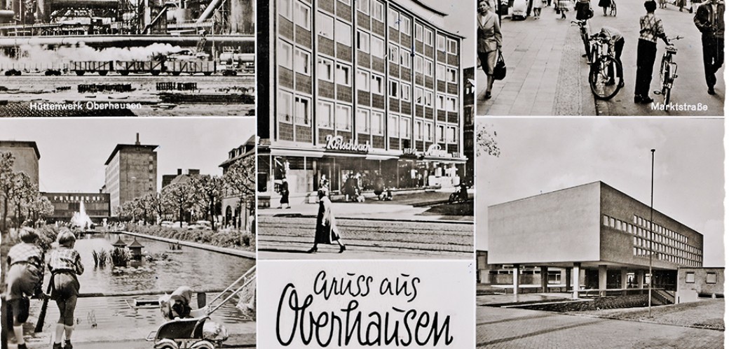 Historische Postkarte mit verschiedenen Motiven aus Oberhausen
