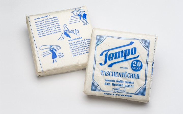 Two packages of Tempo tissues so that you can see both the front and the back.