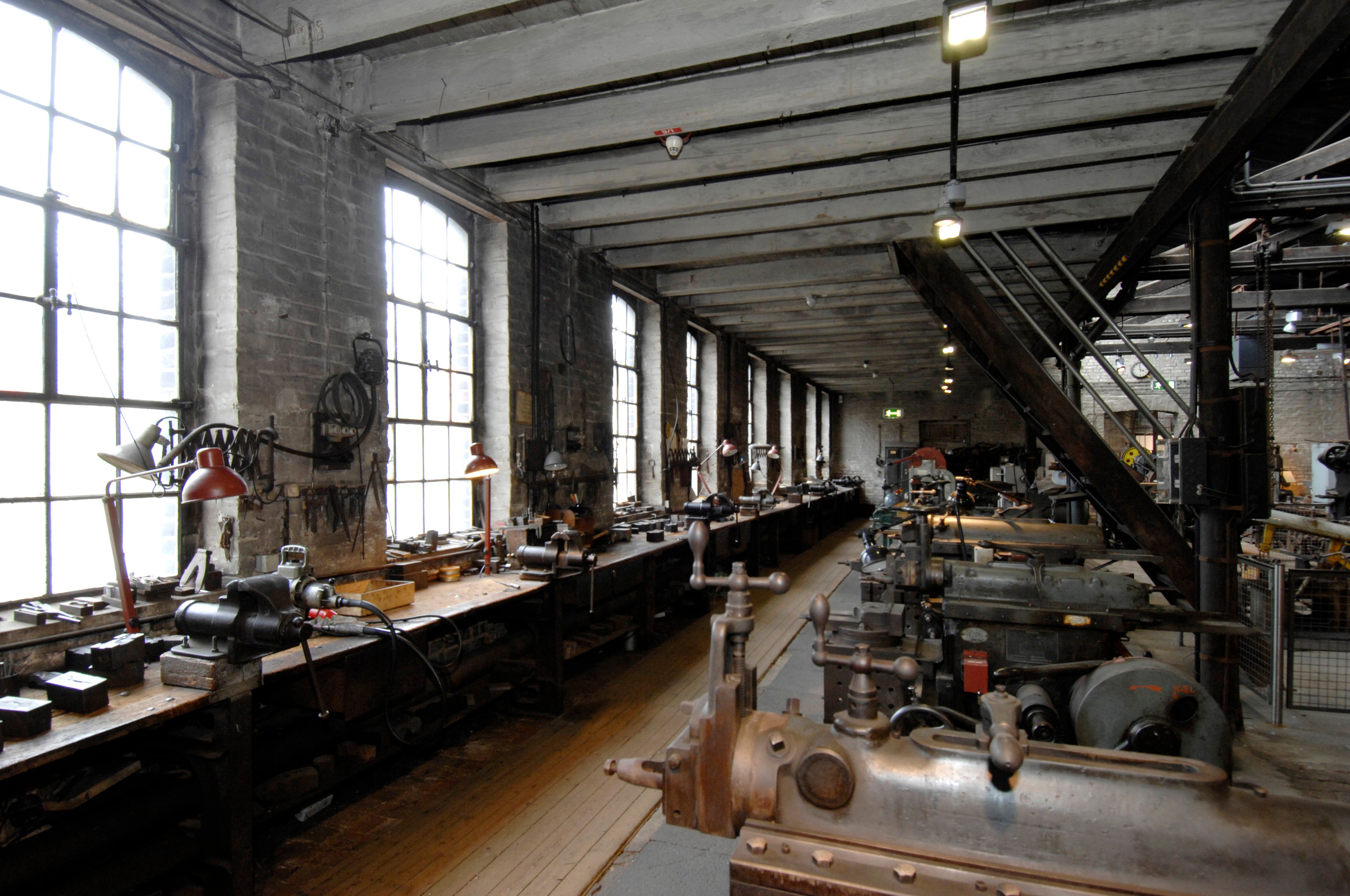 View into the tool shop. This is where the forging and cutting tools are made for scissor production.