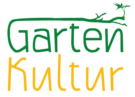 Logo mit dem grün-gelben Schriftzug "Gartenkultur"